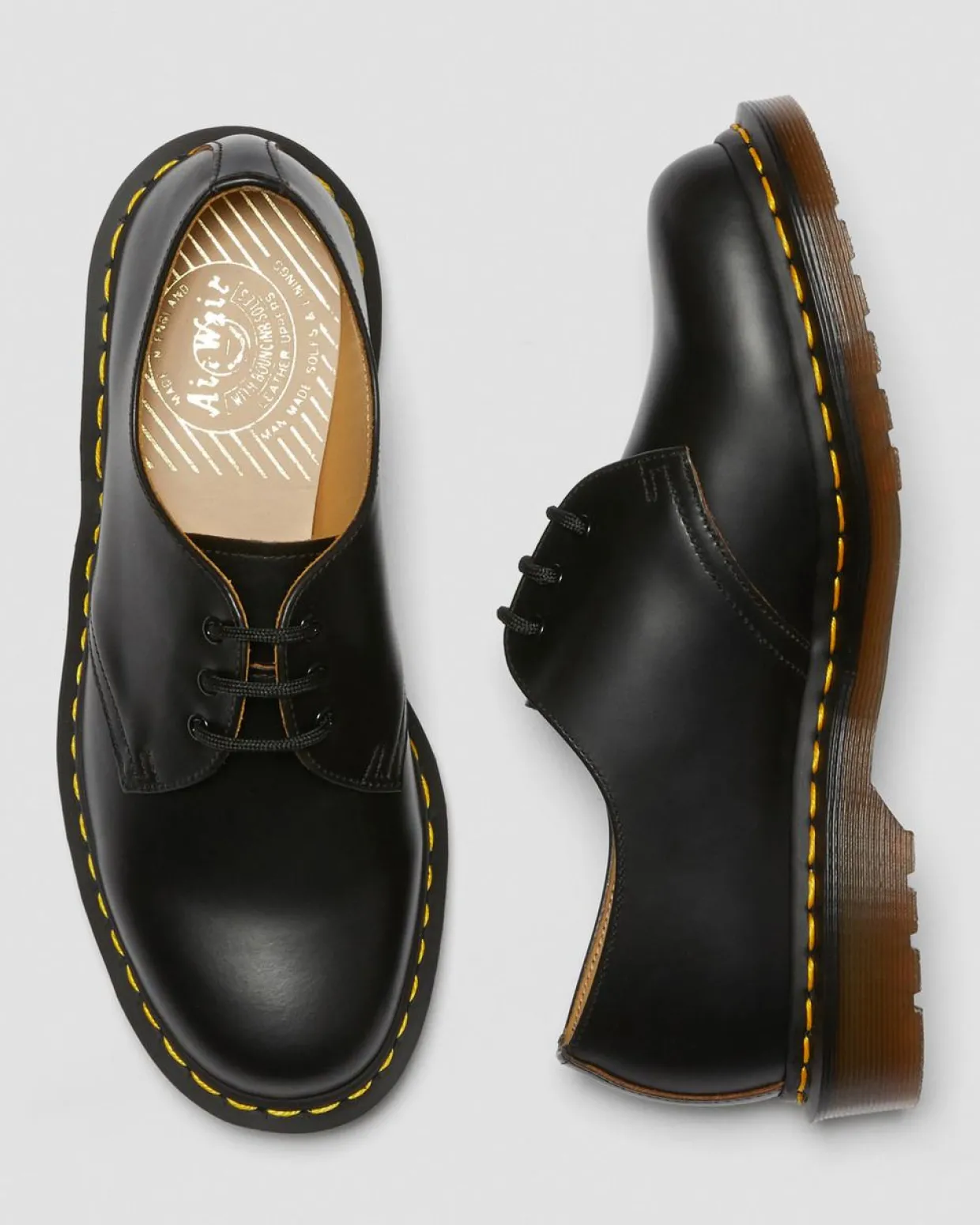 Dr. Martens Chaussures 1461 Vintage En Cuir Quilon Noir — Quilon Outlet