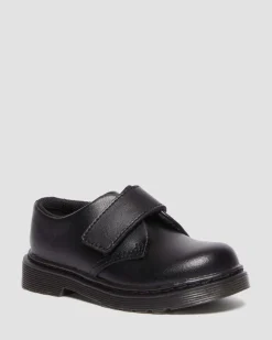 Dr. Martens Chaussures Kamron En Cuir à Brides Velcro Pour Tout-petit Noir — T Lamper Clearance