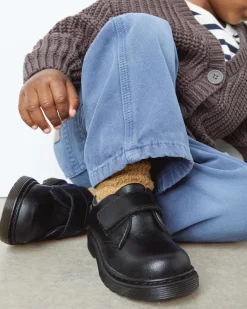 Dr. Martens Chaussures Kamron En Cuir à Brides Velcro Pour Tout-petit Noir — T Lamper Clearance