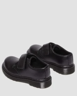 Dr. Martens Chaussures Kamron En Cuir à Brides Velcro Pour Tout-petit Noir — T Lamper Clearance