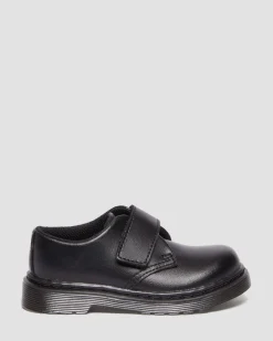 Dr. Martens Chaussures Kamron En Cuir à Brides Velcro Pour Tout-petit Noir — T Lamper Clearance