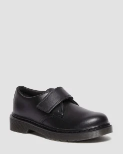 Dr. Martens Chaussures Kamron En Cuir à Brides Velcro Junior Noir — T Lamper Cheap