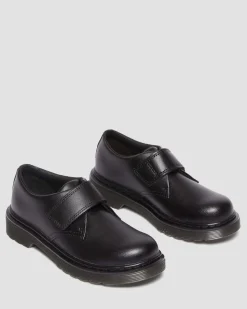 Dr. Martens Chaussures Kamron En Cuir à Brides Velcro Junior Noir — T Lamper Cheap