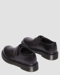 Dr. Martens Chaussures Kamron En Cuir à Brides Velcro Junior Noir — T Lamper Cheap
