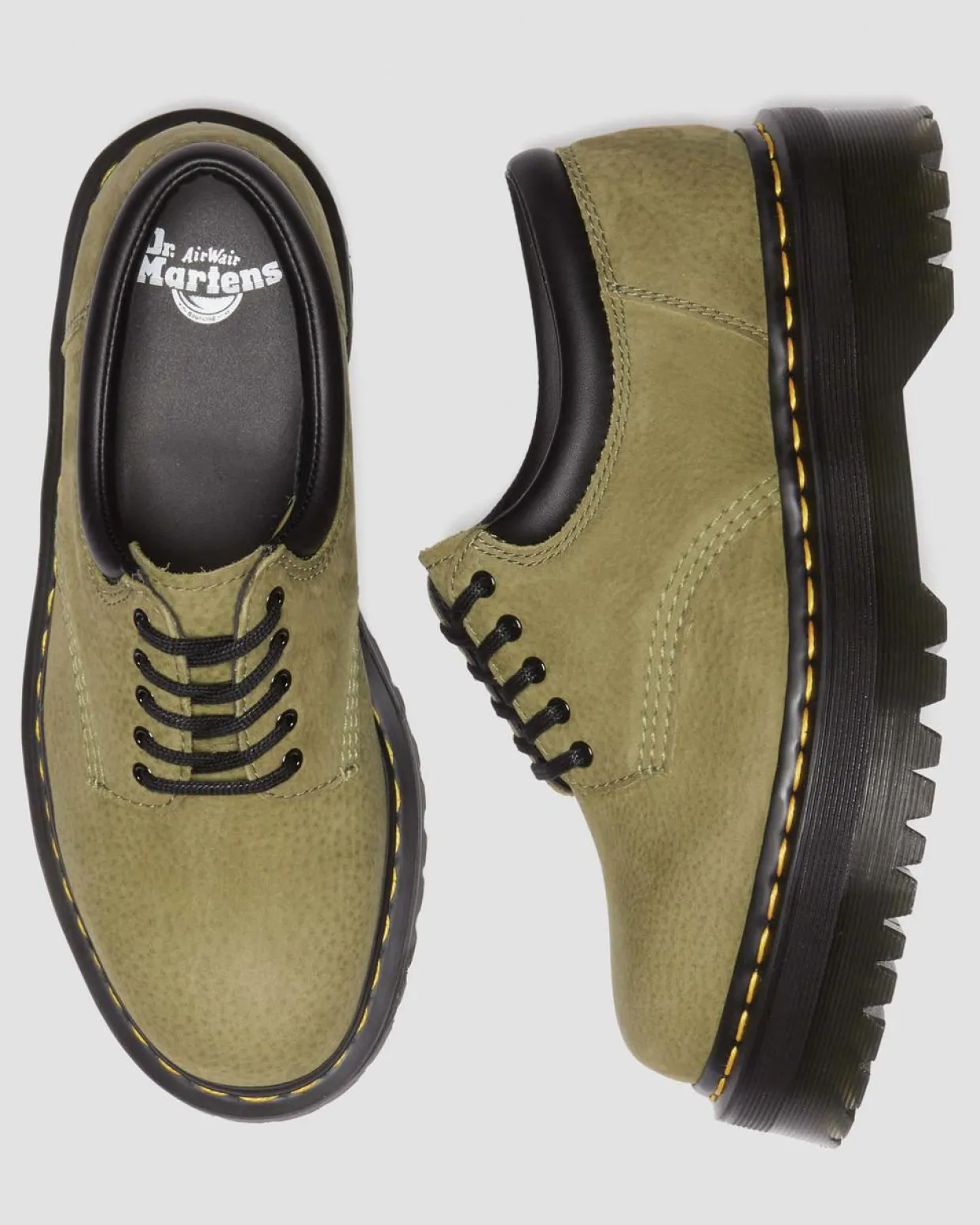 Dr. Martens Chaussures Plateformes 8053 En Cuir Tumbled Nubuck Muted Olive — Titan Shop