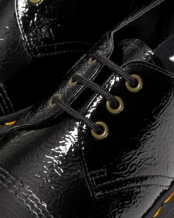 Dr. Martens Chaussures Plateformes 1461 Quad En Cuir Verni Noir — Distressed Patent Discount