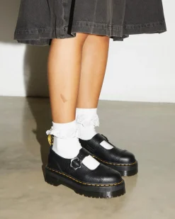 Dr. Martens Chaussures Plateformes Addina Flower En Cuir à Boucles Noir — Milled Nappa Fashion