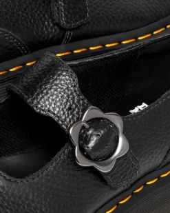 Dr. Martens Chaussures Plateformes Addina Flower En Cuir à Boucles Noir — Milled Nappa Fashion