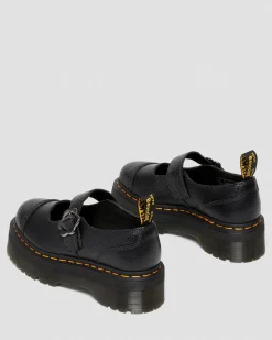 Dr. Martens Chaussures Plateformes Addina Flower En Cuir à Boucles Noir — Milled Nappa Fashion