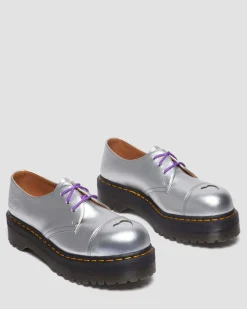 Dr. Martens CHAUSSURES PLATEFORMES QUAD 1461 MADEME EN CUIR ALUMIX Argenté — Alumix Best