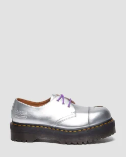 Dr. Martens CHAUSSURES PLATEFORMES QUAD 1461 MADEME EN CUIR ALUMIX Argenté — Alumix Best