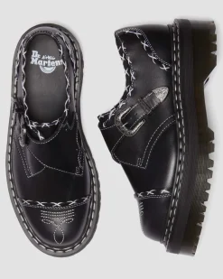 Dr. Martens Chaussures Plateformes Quad Monk Strap Contrast Stitch Noir — Wanama Discount