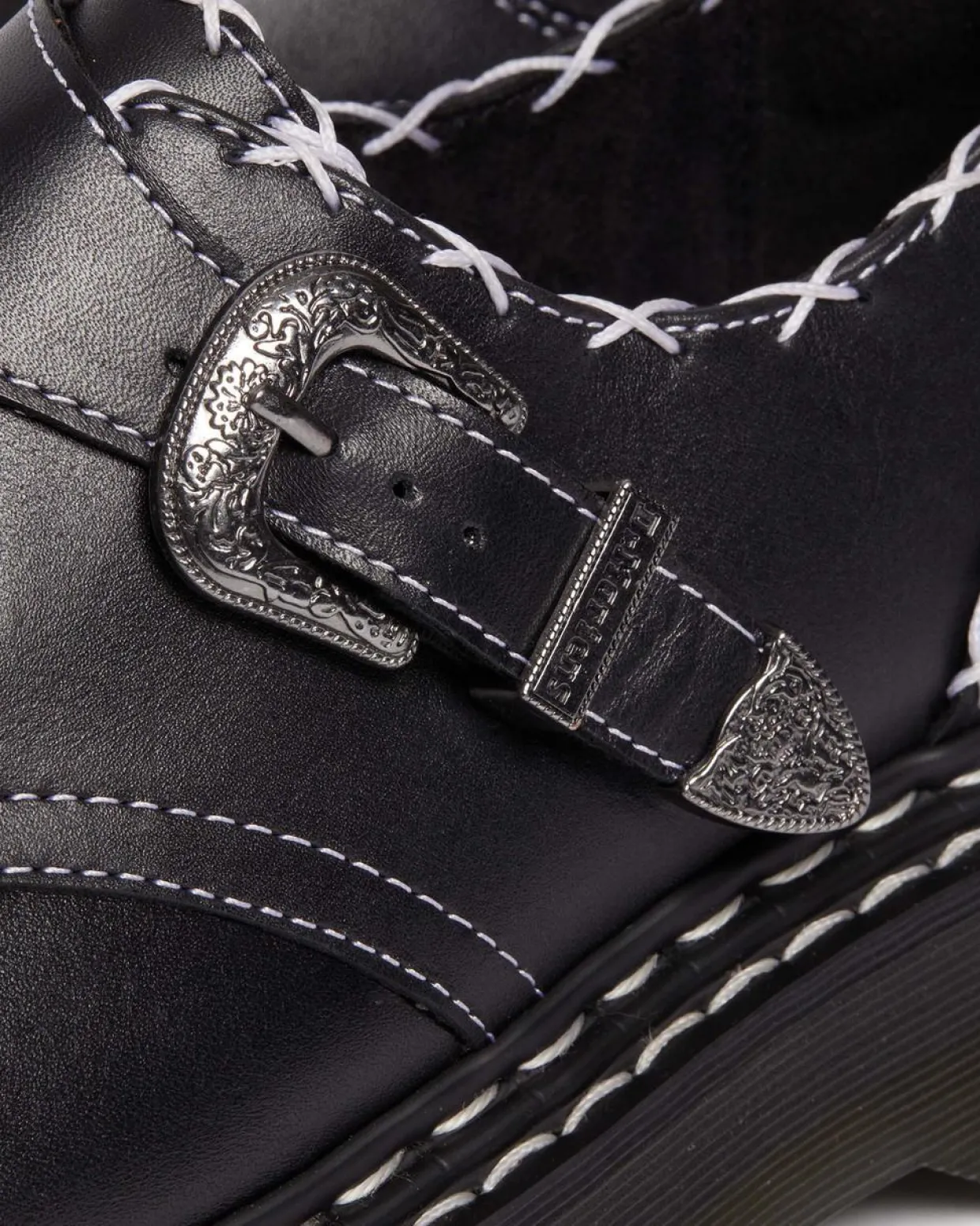 Dr. Martens Chaussures Plateformes Quad Monk Strap Contrast Stitch Noir — Wanama Discount