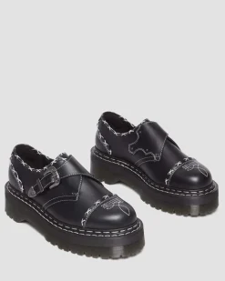 Dr. Martens Chaussures Plateformes Quad Monk Strap Contrast Stitch Noir — Wanama Discount