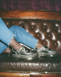 Dr. Martens Chaussures Plateformes Quad Monk Strap Contrast Stitch Noir — Wanama Discount