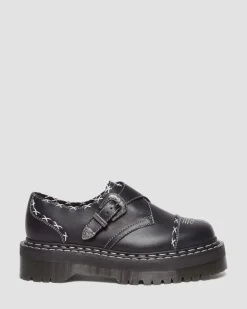 Dr. Martens Chaussures Plateformes Quad Monk Strap Contrast Stitch Noir — Wanama Discount