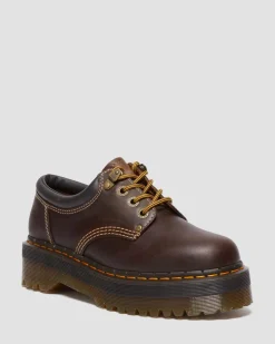 Dr. Martens Chaussures Plateformes Quad II 8053 En Cuir Crazy Horse Marron foncé — Crazy Horse Sale
