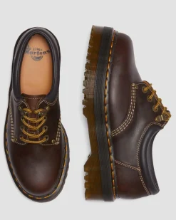 Dr. Martens Chaussures Plateformes Quad II 8053 En Cuir Crazy Horse Marron foncé — Crazy Horse Sale