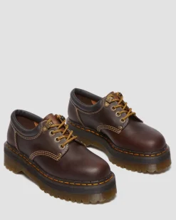 Dr. Martens Chaussures Plateformes Quad II 8053 En Cuir Crazy Horse Marron foncé — Crazy Horse Sale