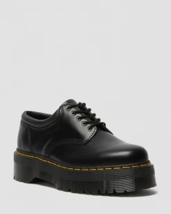 Dr. Martens Chaussures Plateformes Quad 8053 En Cuir Noir — Polished Smooth Best
