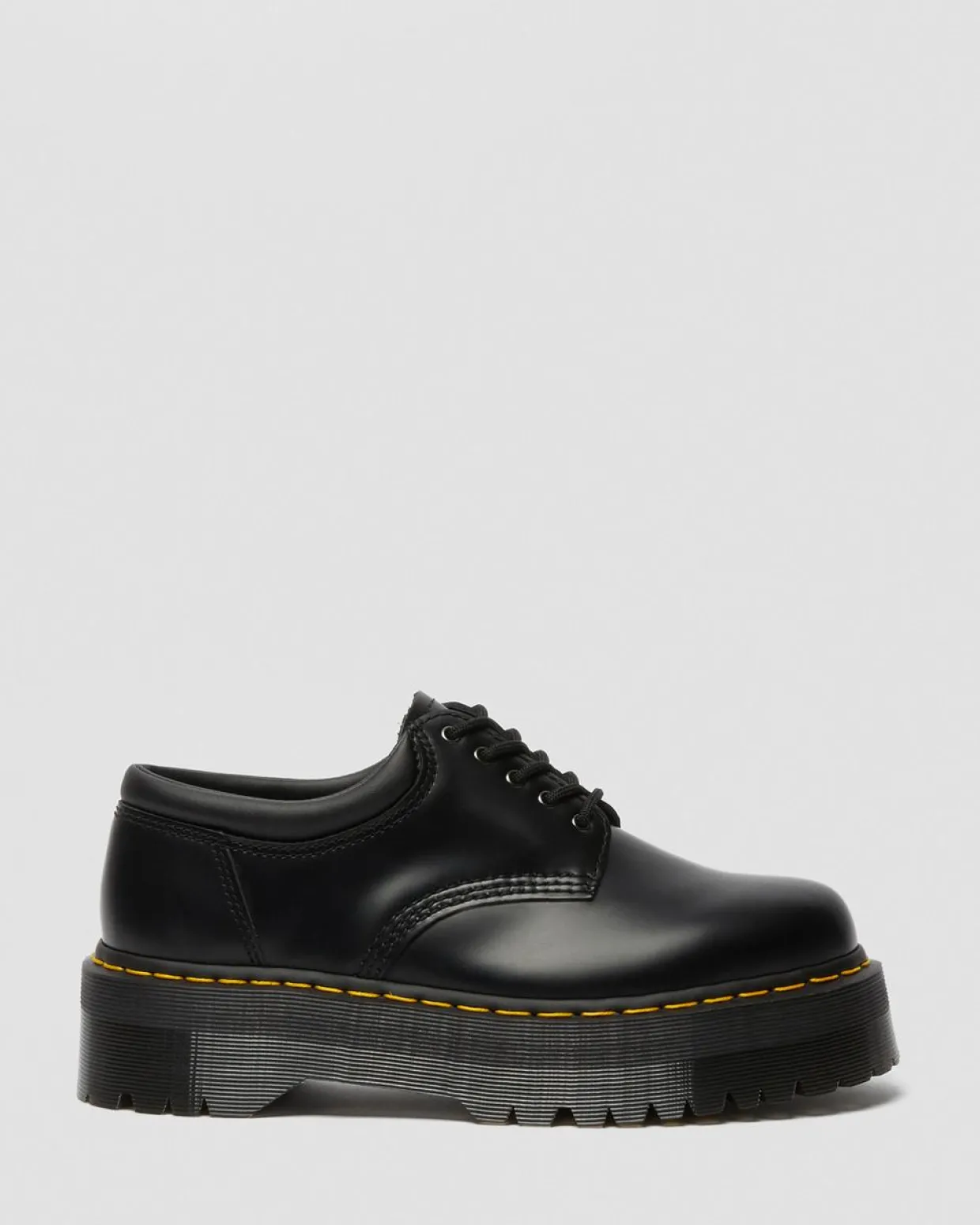 Dr. Martens Chaussures Plateformes Quad 8053 En Cuir Noir — Polished Smooth Best