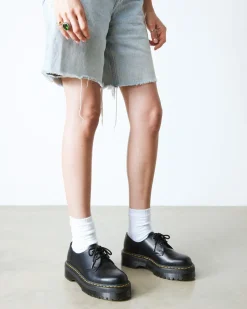 Dr. Martens Chaussures Plateformes Quad 1461 En Cuir Noir — Polished Smooth Clearance