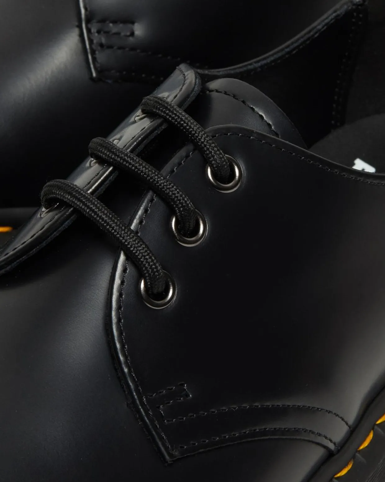 Dr. Martens Chaussures Plateformes Quad 1461 En Cuir Noir — Polished Smooth Clearance
