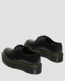 Dr. Martens Chaussures Plateformes Quad 1461 En Cuir Noir — Polished Smooth Clearance