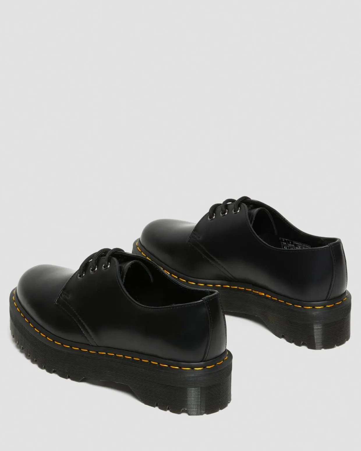 Dr. Martens Chaussures Plateformes Quad 1461 En Cuir Noir — Polished Smooth Clearance