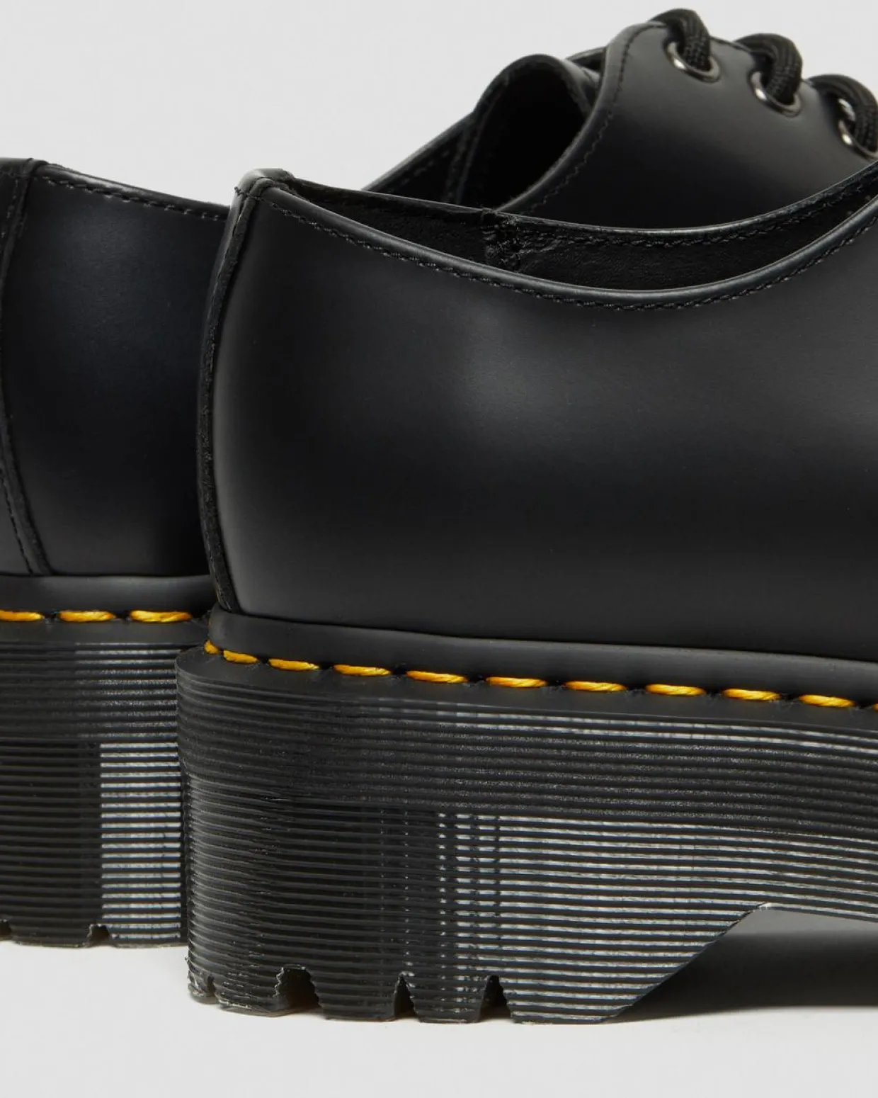 Dr. Martens Chaussures Plateformes Quad 1461 En Cuir Noir — Polished Smooth Clearance