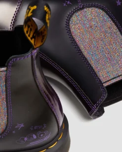 Dr. Martens Chelsea Boots 2976 BT21 En Cuir Violet+Noir — Arcadia Cheap