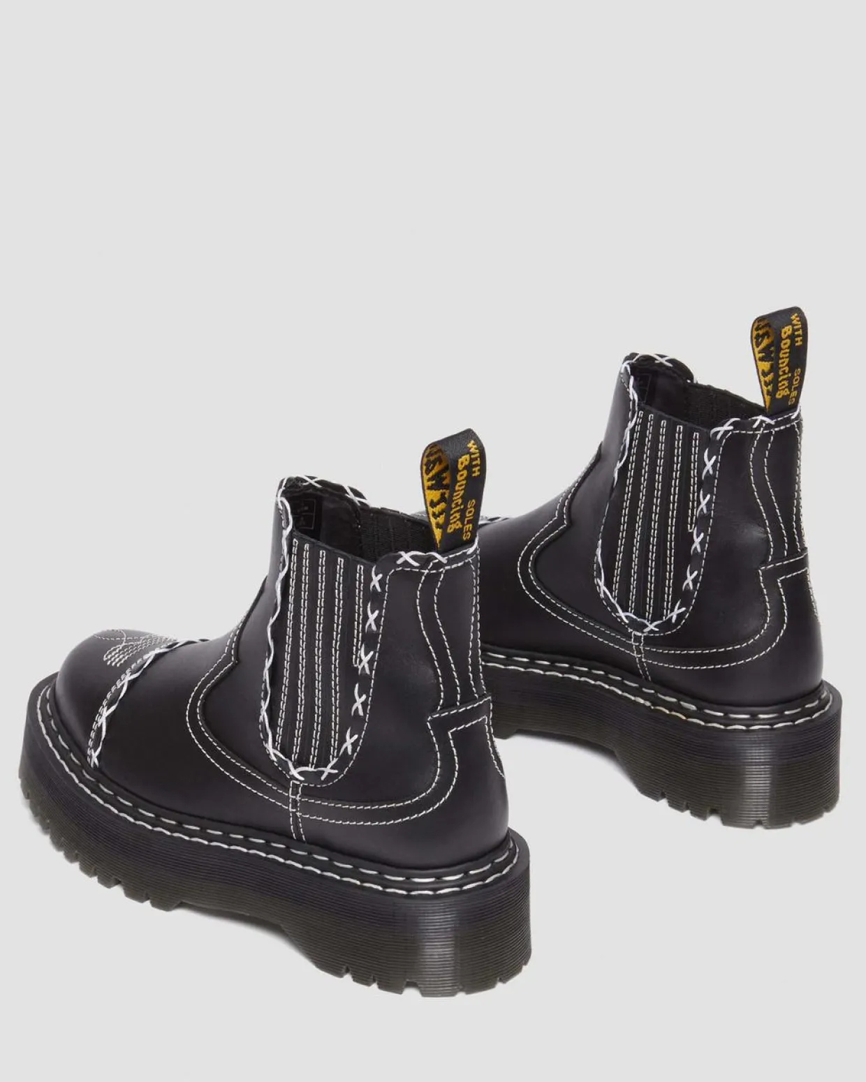 Dr. Martens Chelsea Boots 2976 Contrast Stitch En Cuir Noir — Wanama Clearance
