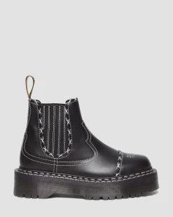 Dr. Martens Chelsea Boots 2976 Contrast Stitch En Cuir Noir — Wanama Clearance