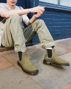 Dr. Martens Chelsea Boots 2976 En Cuir Tumbled Nubuck Muted Olive — Tumbled Nubuck Best