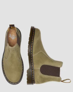 Dr. Martens Chelsea Boots 2976 En Cuir Tumbled Nubuck Muted Olive — Tumbled Nubuck Best