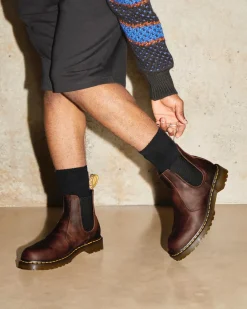 Dr. Martens Chelsea Boots 2976 En Cuir Waxed Full Grain Chestnut — Waxed Full Grain Fashion