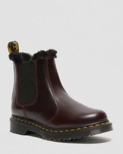 Dr. Martens Chelsea Boots 2976 Leonore Doublées De Fourrure Synthétique Rouge Oxblood — Atlas Best
