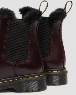 Dr. Martens Chelsea Boots 2976 Leonore Doublées De Fourrure Synthétique Rouge Oxblood — Atlas Best