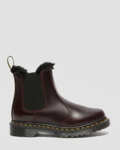 Dr. Martens Chelsea Boots 2976 Leonore Doublées De Fourrure Synthétique Rouge Oxblood — Atlas Best
