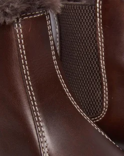 Dr. Martens Chelsea Boots 2976 Leonore En Cuir Et Fourrure Synthétique Dark Brown Flash Sale
