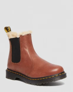 Dr. Martens Chelsea Boots 2976 Leonore En Cuir Fourrées Camel — Farrier Hot