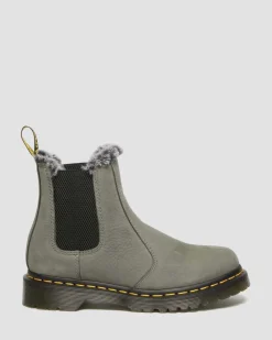 Dr. Martens Chelsea Boots 2976 Leonore En Cuir Nubuck Et Fourrure Synthétique NICKEL GREY — Milled Nubuck Wp Hot