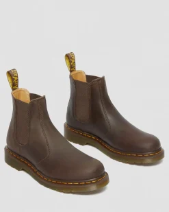 Dr. Martens Chelsea Boots 2976 Yellow Stitch En Cuir Crazy Horse Marron foncé — Crazy Horse Store