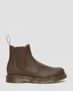 Dr. Martens Chelsea Boots 2976 Yellow Stitch En Cuir Crazy Horse Marron foncé — Crazy Horse Store