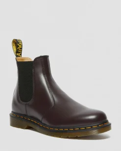 Dr. Martens Chelsea Boots 2976 Yellow Stitch En Cuir Smooth Bordeaux — Smooth Leather Flash Sale