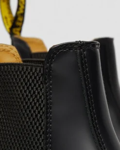 Dr. Martens Chelsea Boots 2976 Yellow Stitch En Cuir Smooth Noir — Smooth Leather Discount