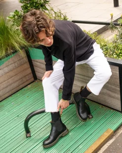 Dr. Martens Chelsea Boots 2976 Yellow Stitch En Cuir Smooth Noir — Smooth Leather Discount