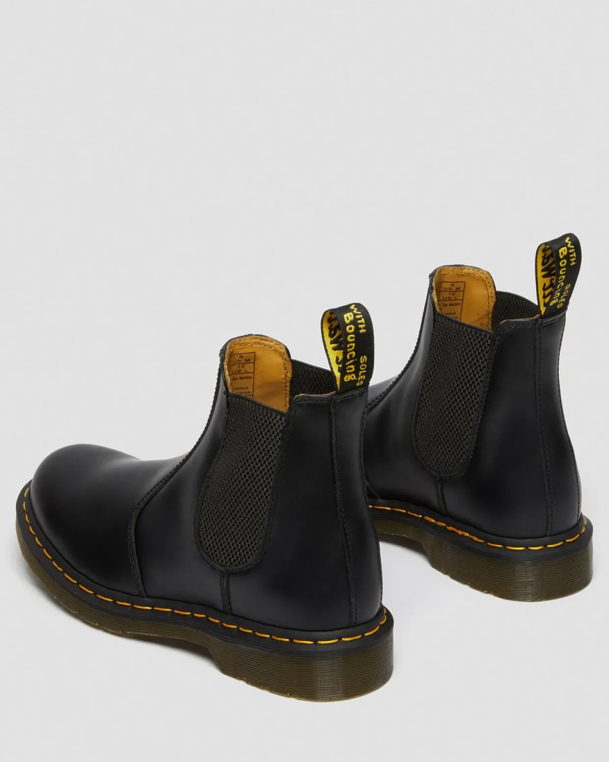 Dr. Martens Chelsea Boots 2976 Yellow Stitch En Cuir Smooth Noir — Smooth Leather Discount