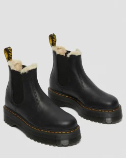 Dr. Martens Chelsea Boots Plateformes Quad 2976 Fourrées Noir — Pisa New