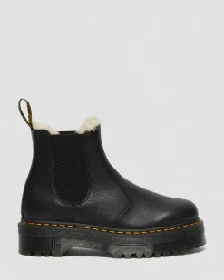 Dr. Martens Chelsea Boots Plateformes Quad 2976 Fourrées Noir — Pisa New